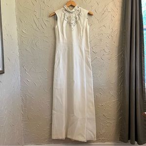 Vintage Beaded Ivory Wedding Gown Formal Dress Size 0 2